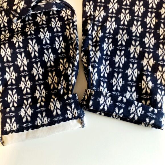 Ponte Pants Stretch Pull On Legging Southwest Print Navy White Size 2X - Picture 3 of 9